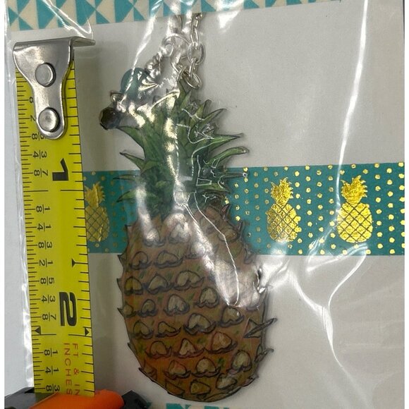 Pineapple Pendant Necklace 24" Silver Chain Fresh Water Pearl Coastal Surf Tiki - Picture 2 of 4